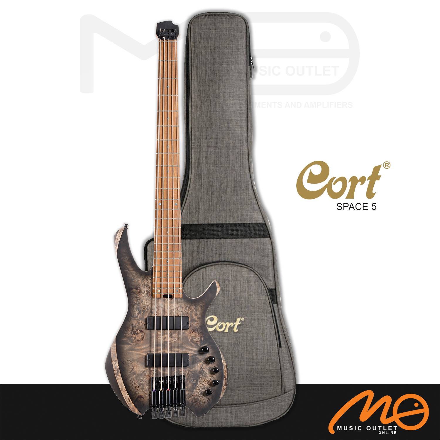 CORT ARTISAN SPACE 5 SERIES HEADLESS 5STRING ELECTRIC BASS GUITAR (STAR DUST BLACK)