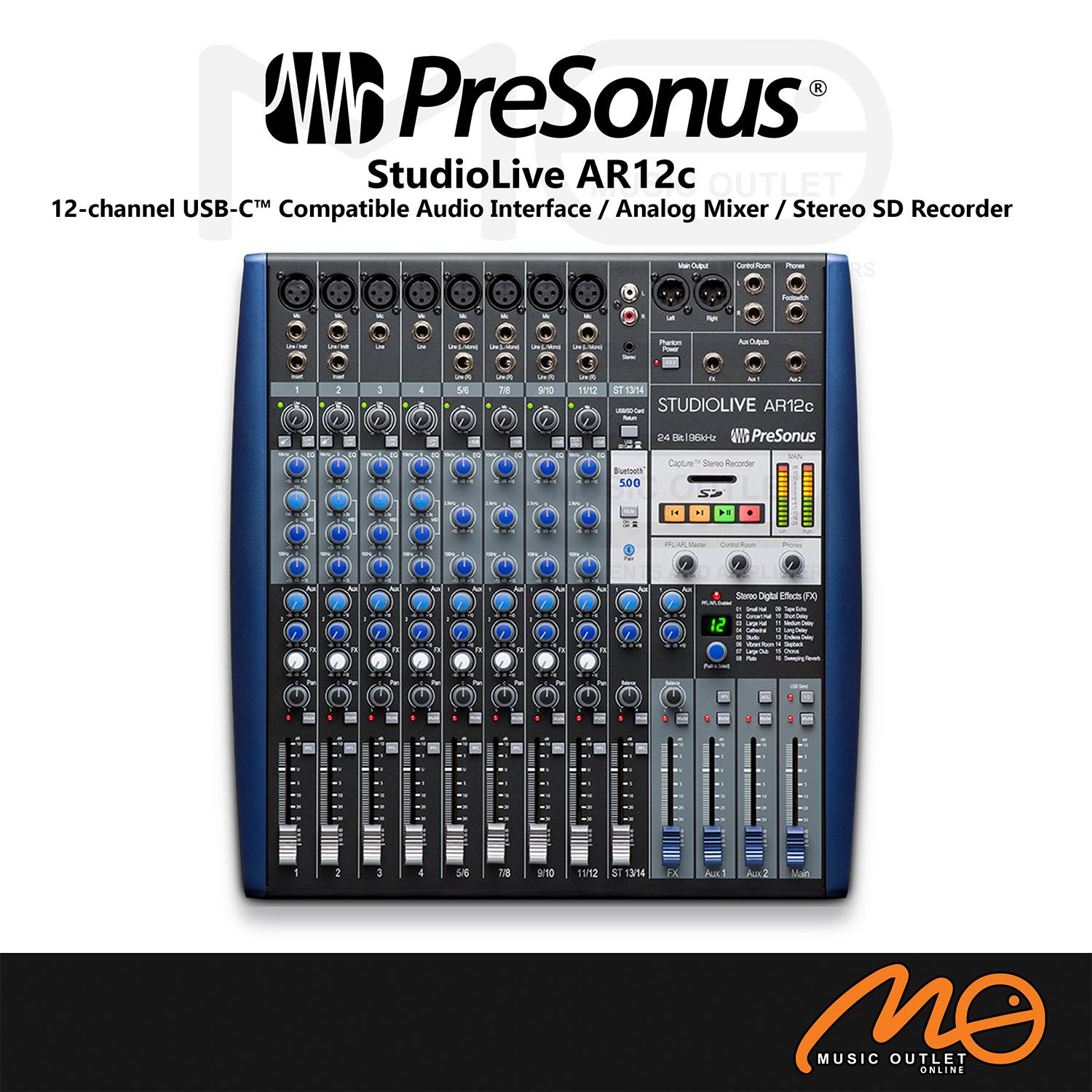 PRESONUS STUDIOLIVE AR12C 12CHANNEL ANALOG MIXER AND AUDIO INTERFACE WITH EFFECTS