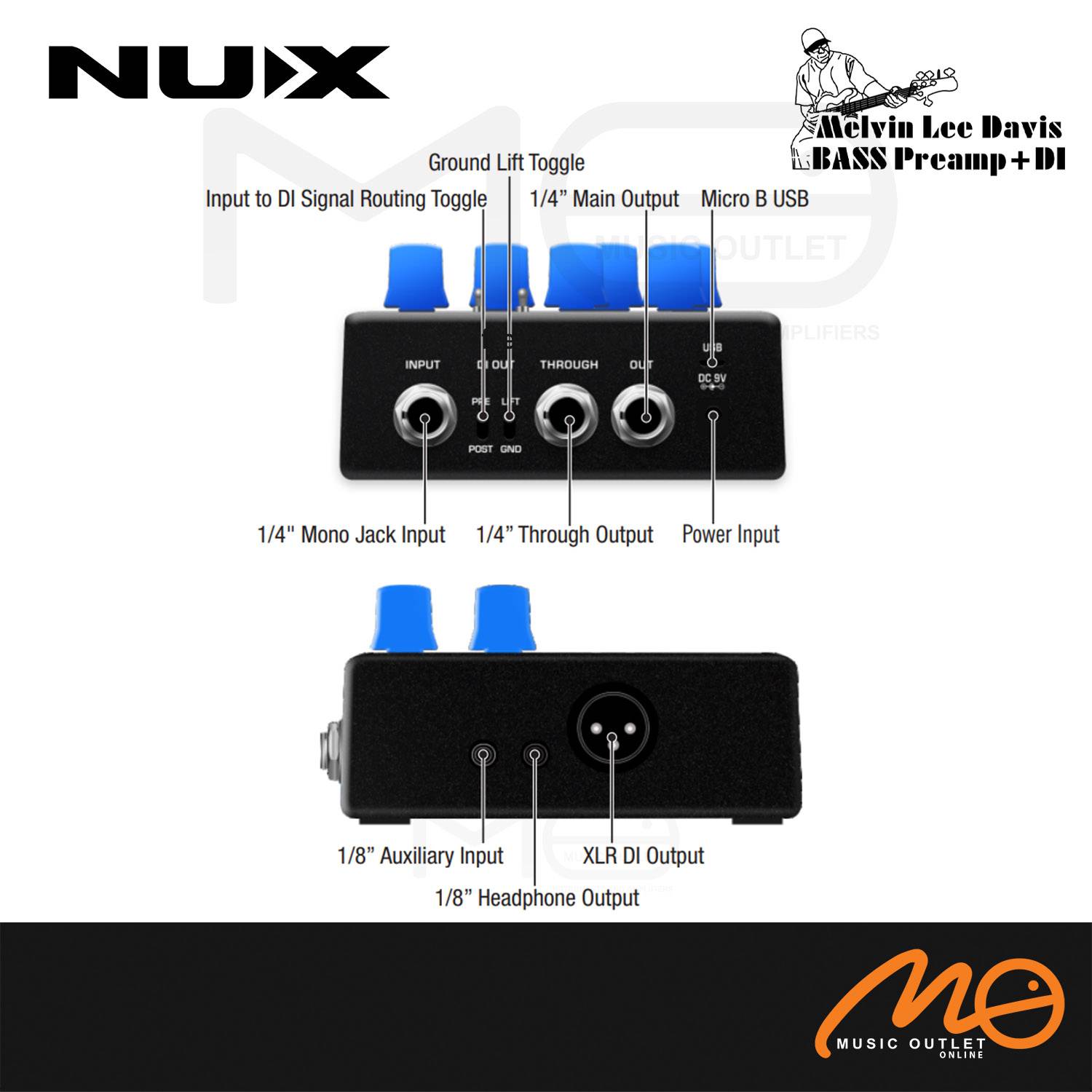 NUX NBP5 MELVIN LEE DAVIS BASS PREAMP + DI EFFECT PEDAL