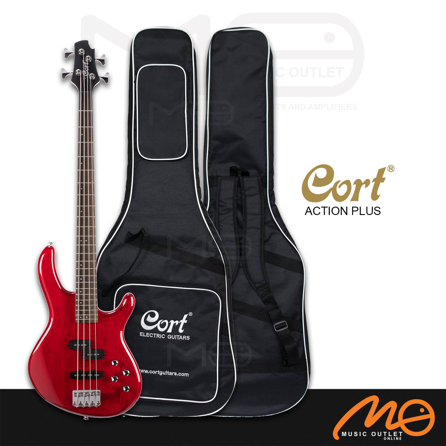 CORT ACTION PLUS 4-STRING ELECTRIC BASS (TRANS RED)