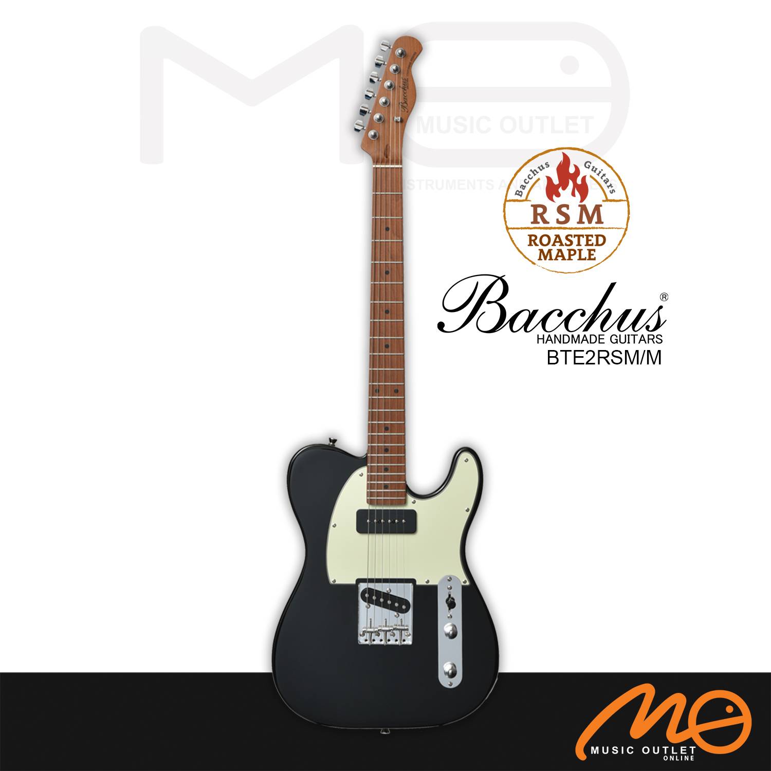 BACCHUS BTE2RSM/M ROASTED MAPLE NECK ELECTRIC GUITAR (BLACK)